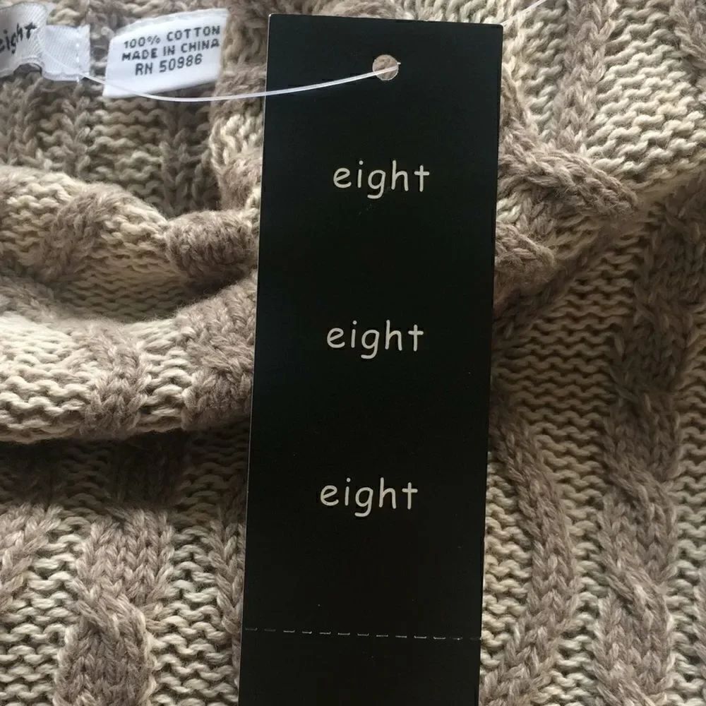 EightEightEight Cream Tan Pattern Cable Knit Sweater NEW - Picture 10 of 11